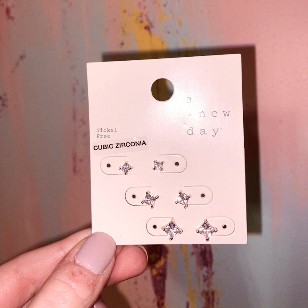 Cubic Zirconium Stud Earrings